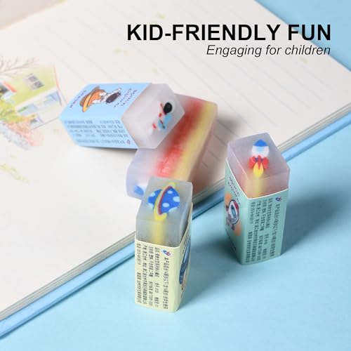 18Pcs Cute Outer Space Themed Erasers for Kids Bulk (18 Count)