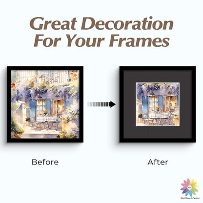 Mat Board Center 25 Pack 12x12 Picture Mat for 8x8 Photo Black