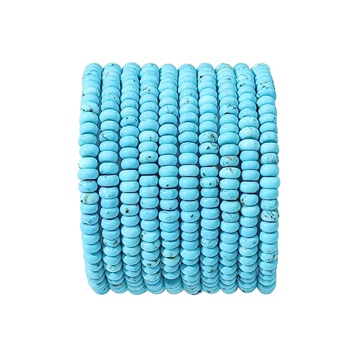 Natural Blue Turquoise Disk Stone Beads 4x2mm 160pcs Rondelle Loose Semi Gemstone Beads for Jewelry Making Design (160 Count)