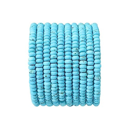 Natural Blue Turquoise Disk Stone Beads 4x2mm 160pcs Rondelle Loose Semi Gemstone Beads for Jewelry Making Design (160 Count)