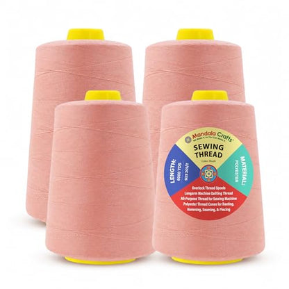 20S 2 Blush Polyester 4 Pack of Serger Threads Cones (288000 Foot)