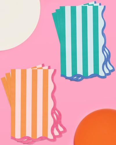 24pc Italian Summer Floral Stripe Napkins