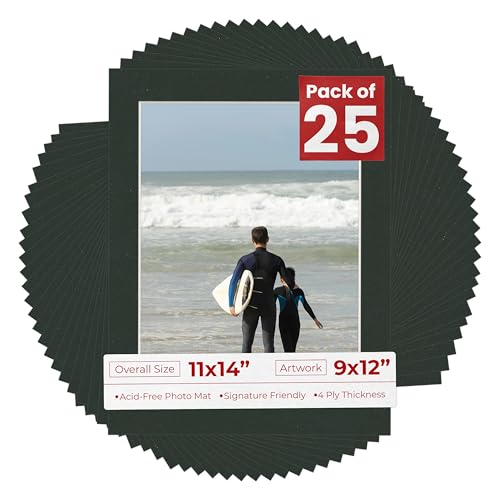 Pack of 25 Acid Free 11x14 Mats Bevel Cut for 9x12 Photos (25 Count)