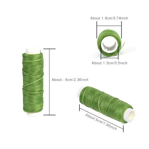 Waxed Thread for Leather Sewing 24 Colors 210D Hand Stitching Thread Waxed Flat Cord for Hand Sewing Book Binding Shoe Repairing (24 Count)