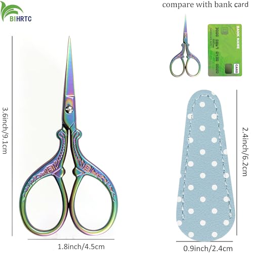 Small Craft 3.6inch Rainbow Scissor with Leather Cover Stainless