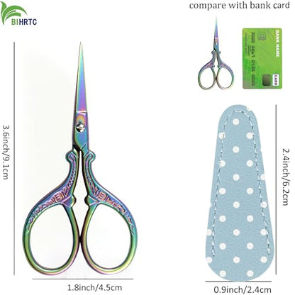 Small Craft 3.6inch Rainbow Scissor with Leather Cover Stainless