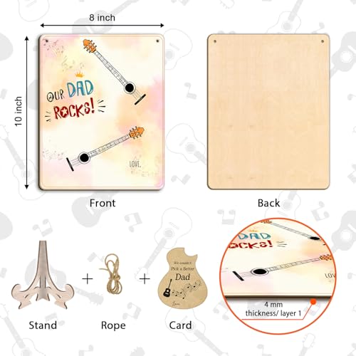 DIY Our Dad Rocks Guitar Craft Plaque Baby Handprint Gifts for Dad Papa Musician Guitar Player