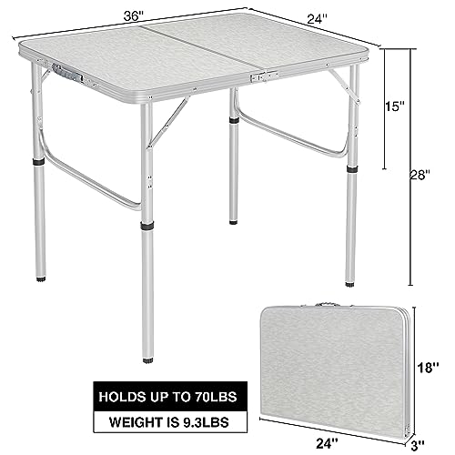 Aluminum Folding Table 3 Feet Adjustable Height