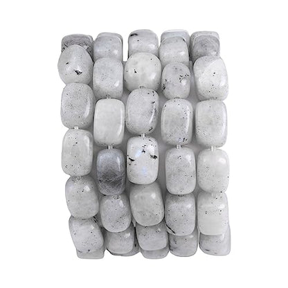 Natural Spectrolite Cuboid Stone Loose Semi Gemstone Beads for Jewelry Making 8mmx12mm 38cm (33 Count)
