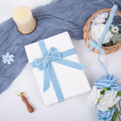 Vintage Sky Blue Velvet Ribbon Christmas Ribbon for Gift Wrapping Crafts Christmas Tree Ornaments Garland Decorations