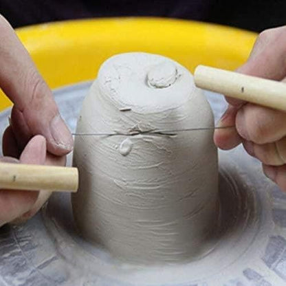 12Pcs Wire Clay Cutter with Wood Handle Easy to Use Steel Wire Cutting Tools for Cheese Plasticine Dough Mud Line Pottery Clay Ceramic Art Sculpture Cutting Cutting Pottery Tools Supplies