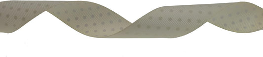 Polka Dot Grosgrain Ribbon 25 Yard Each Roll 100% Polyester (1", Beige) - Crafty Corner