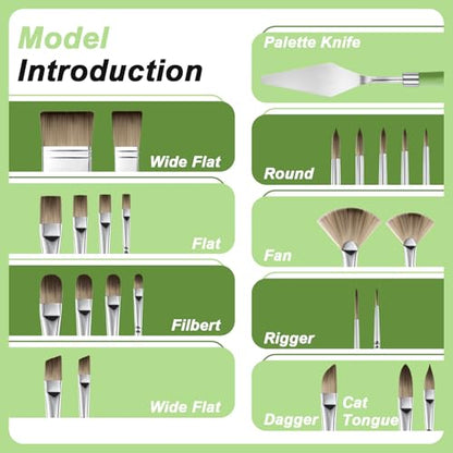 Paint Brushes Set of 25 Pieces Wooden Handles Brushes (25 Count)