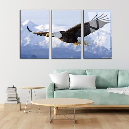 Eagle Printed Tempered Glass Wall Art Painting for Living Room