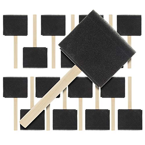 US Art Supply 3 inch Foam Sponge Wood Handle Paint Brush Set (15 Count)
