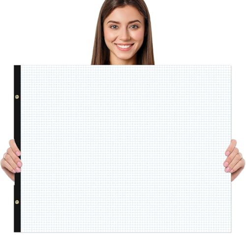 2-Pack) Large Engineering Graph Notepad - 22" x 17" Grid Paper, 100 Sheets/200 Pages, 4"x4" Grid Pad, Giant Drafting Pad Sketching Grid Paper for Engineer Architect Designer