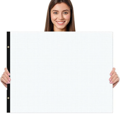 2-Pack) Large Engineering Graph Notepad - 22" x 17" Grid Paper, 100 Sheets/200 Pages, 4"x4" Grid Pad, Giant Drafting Pad Sketching Grid Paper for Engineer Architect Designer