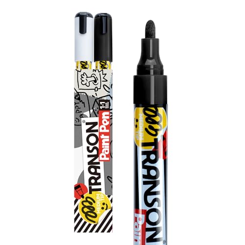 Black and White Permanent Paint Markers for Fabric Rock Craft Diy Painting Medium Tip Oil Based Waterproof (2 Count)