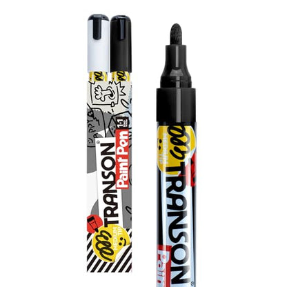 Black and White Permanent Paint Markers for Fabric Rock Craft Diy Painting Medium Tip Oil Based Waterproof (2 Count)