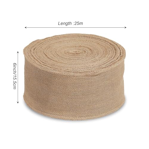 6 Inch Wide 27 Yards Burlap Ribbon (81 Foot)