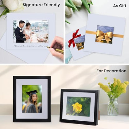 5 Pack Acid Free 8x8 White Picture Mats Board Kit for 4x4