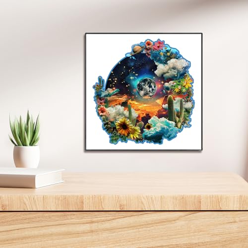 Wooden Puzzles for Adult 600 Pieces Plant Planet Jigsaw Puzzle 16.4x17.2 in (600 Count)