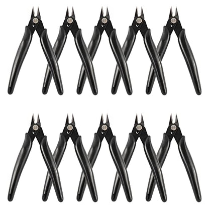 10 Pack Wire Cutters Black Diagonal Cutting Pliers for Electronic (10 Count)