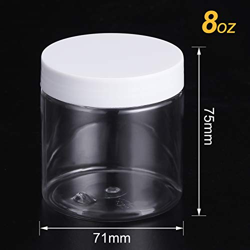 12 Pack 8 oz Plastic Container Jars with Lids Round (96 Count)