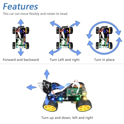 4WD Smart Car Kit for Raspberry Pi 5 4 B 3 B+ Zero 2 W
