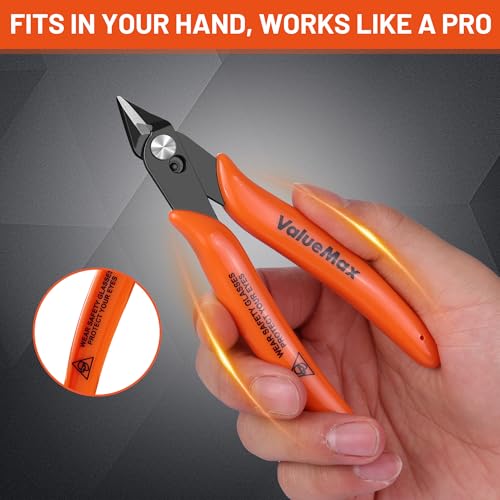 12-Pack 5-Inch Flush Cutters, Spring-Loaded Precision Side Cutters