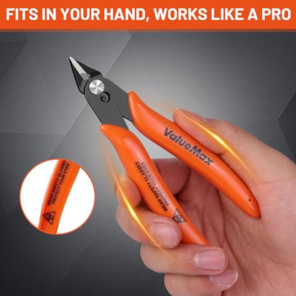 12-Pack 5-Inch Flush Cutters, Spring-Loaded Precision Side Cutters