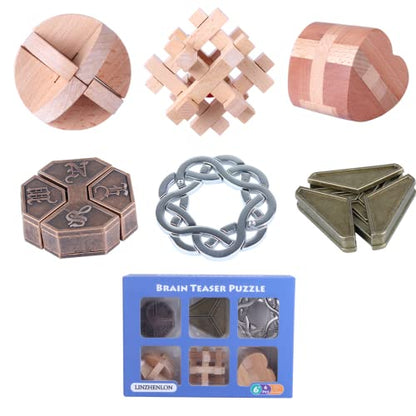 Brain Teaser Puzzle for Adults Puzzles Metal Hole Lock Adult Educational Toy Jigsaw IQ Puzzle（6 Pack） (6 Count)
