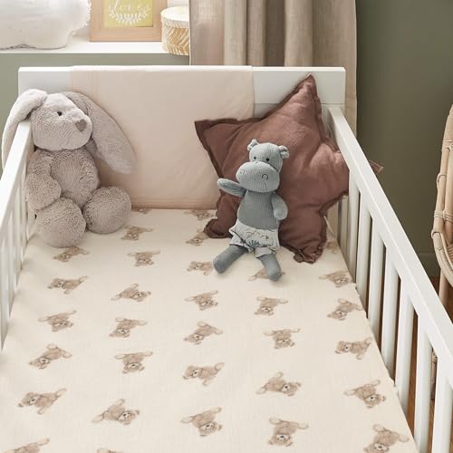 Organic Crib Sheets Fitted Crib Mattress Sheet 52x28 Inches 100% Muslin Cotton for Baby Girls & Boys