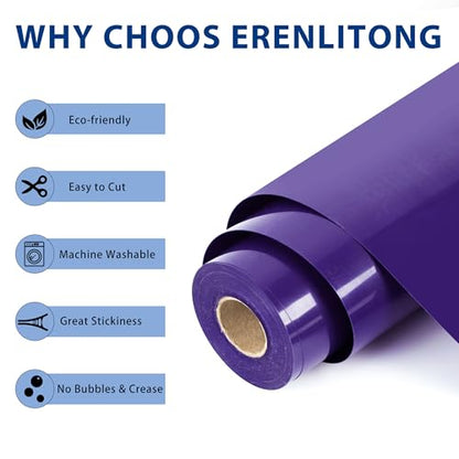 RENLITONG Purple Iron on Vinyl 12Inch by 50ft Roll Heat Transfer Vinyl for T