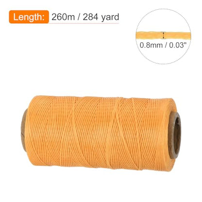 Waxed Thread 284 Yard 0.8mm 150D Flat Wax Thread Polyester Waxed String for Leather Sewing Hand Weaving Book Binding Home Decoration
