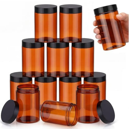 12 Pack 12 oz Plastic Container Jars with Lids Round Clear Travel Cosmetic Container Slime Jars for Toiletries (12 Count)