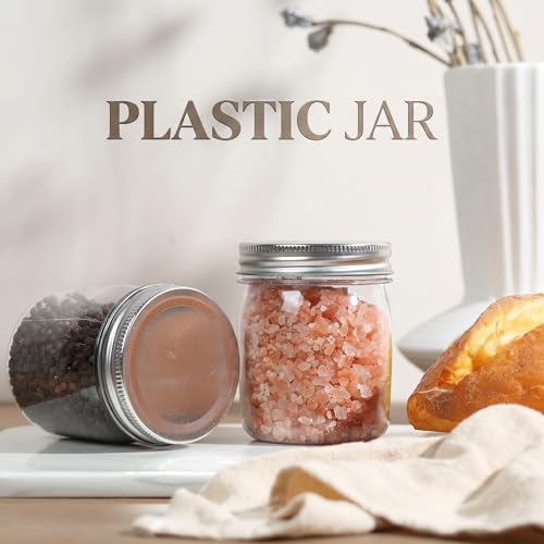 8 oz Plastic Mason Jars and Clear Plastic Jars with Lids 8 oz (48 Count)