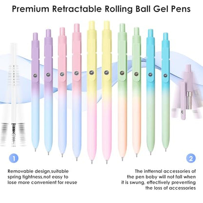 Gel Pens 10PCS 0.7mm Gel Pens Black Ink Fine Point Smooth Writing Pens (10 Count)