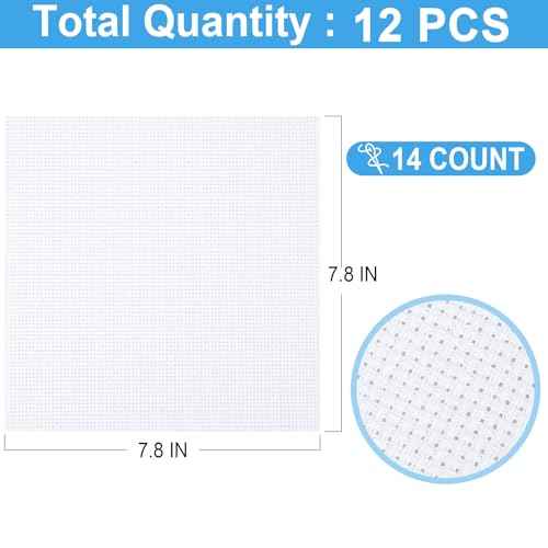 12 PCS Cross Stitch Aida Fabric 14 Count (12 Count)