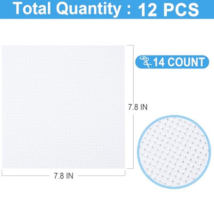 12 PCS Cross Stitch Aida Fabric 14 Count (12 Count)