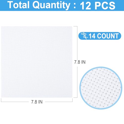 12 PCS Cross Stitch Aida Fabric 14 Count (12 Count)