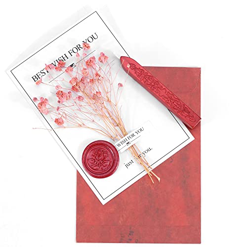 5Pcs Flashing Wine Red Sealing Wax Sticks with Wicks (5 Count)