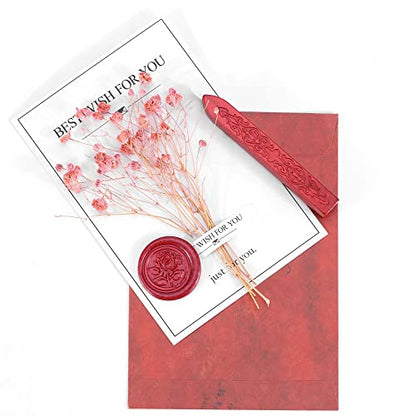 5Pcs Flashing Wine Red Sealing Wax Sticks with Wicks (5 Count)