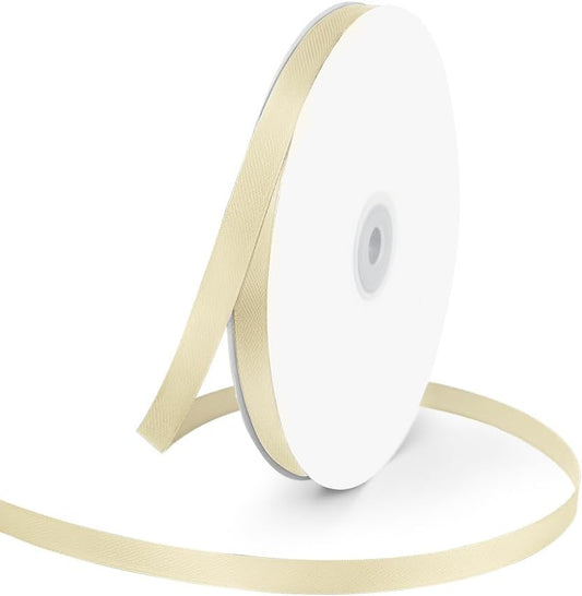 3/8" Wide x 100 Yards Single Face Polyester Satin Ribbon, Satin Ribbon for Crafts, Gift, Hair Bows, Wedding Party Decoration, Bow Making & Other Projects (Ivory) - Crafty Corner