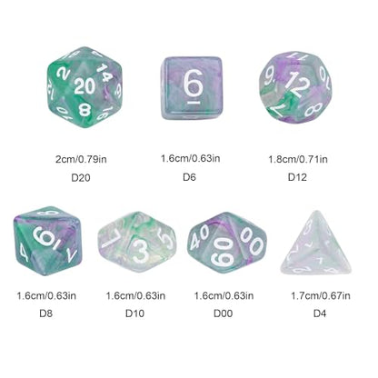 7 Die DND Dice Set Polyhedral Dice Set with a Leather Dice Bag (7 Count)