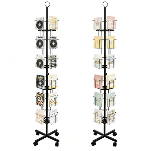 2Pcs Rolling Card CD Rack Comic Book Small Magazine Flyer Stand W