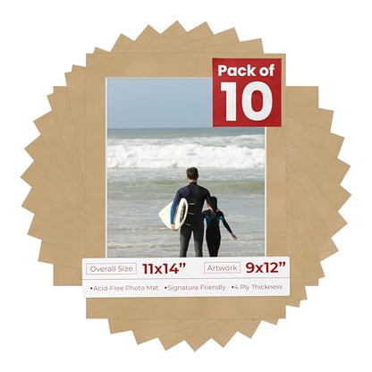Pack of Ten Acid Free 11x14 Mats Bevel Cut for 9x12 Photos (10 Count)