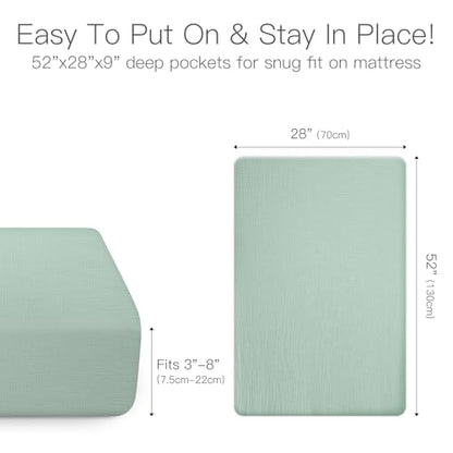 Organic Crib Sheets Fitted Crib Mattress Sheet 2 Pack 52x28 Inches 100% Muslin Cotton for Baby Girls & Boys (2 Count)
