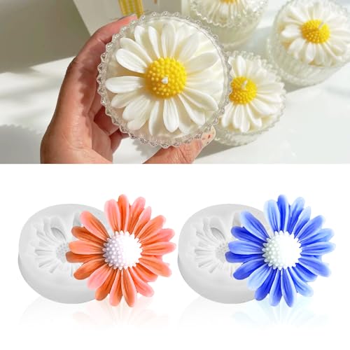 2PCS 3D Flower Candle Making Molds Moldes de Silicona para Velas (2 Count)