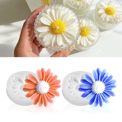 2PCS 3D Flower Candle Making Molds Moldes de Silicona para Velas (2 Count)